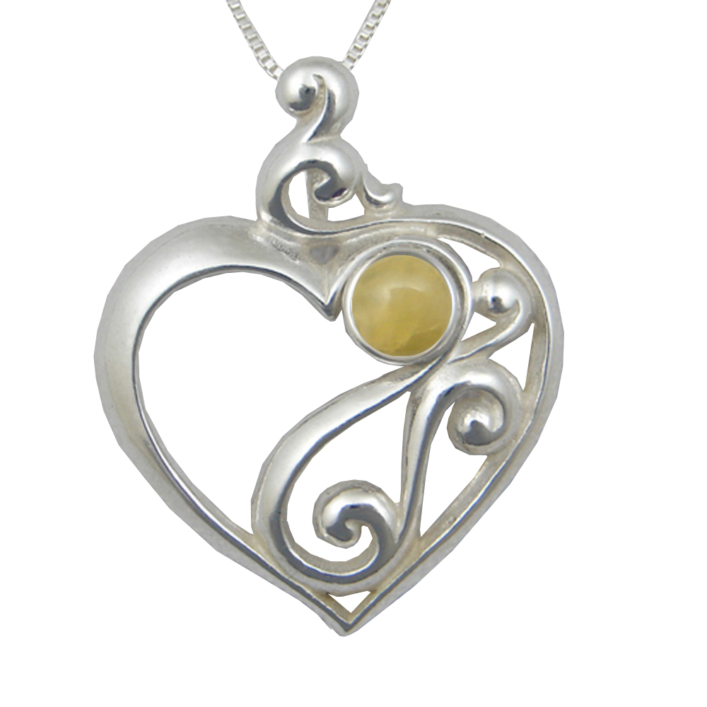 Sterling Silver Heart's Desire Pendant Yellow Aragonite